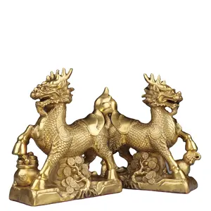 Ornamenti in rame per ufficio soldi albero rame chilin tesoro ciotola drago cinese cavallo Kei Loonsr cinese unicorno feng shui.