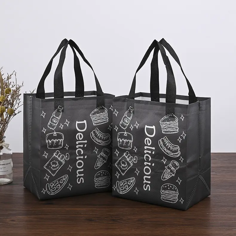 Fashion Foldable Shopping Non-woven Tote Bag Most Popular 80gsm Non Woven Polypropylene Tote Black Shopper Bags