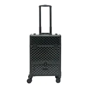 Black chevron pattern toolbox organizer makeup case trolley case travel hot models