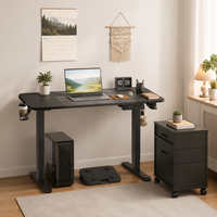 AOR Electric Lift Desk with Wood Surface Dark Gray Split Board Cup Holder Headphone Hook Extendable Customizable Color