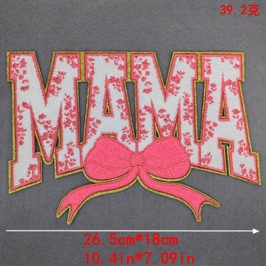 Expédition immédiate, vente en gros, patchs en chenille 3D à repasser pour la fête des mères, avec matériau en feutre, bordure scintillante, pour les vêtements des enseignants et des mamans - Product Image 5
