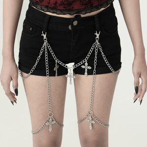 Catena del corpo europeo americano gotico da donna ciondolo a croce stile Halloween stile scuro catena del <span class=keywords><strong>ventre</strong></span> personalizzato in lega pietra naturale - Product Image 1