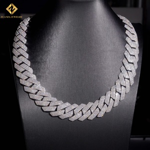 Cadena de Eslabones Geométricos, Joyería de Lujo, Chapado en Rodio, Plata 925, Collar de Moissanita, Venta al por Mayor, Cadena Cubana Fina - Product Image 5