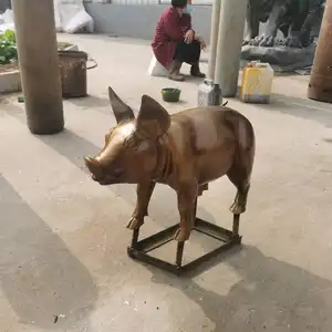 Lebensgroße Bronze 3 Kleine Schweine Statue Outdoor Messing Schwein Figur Skulptur