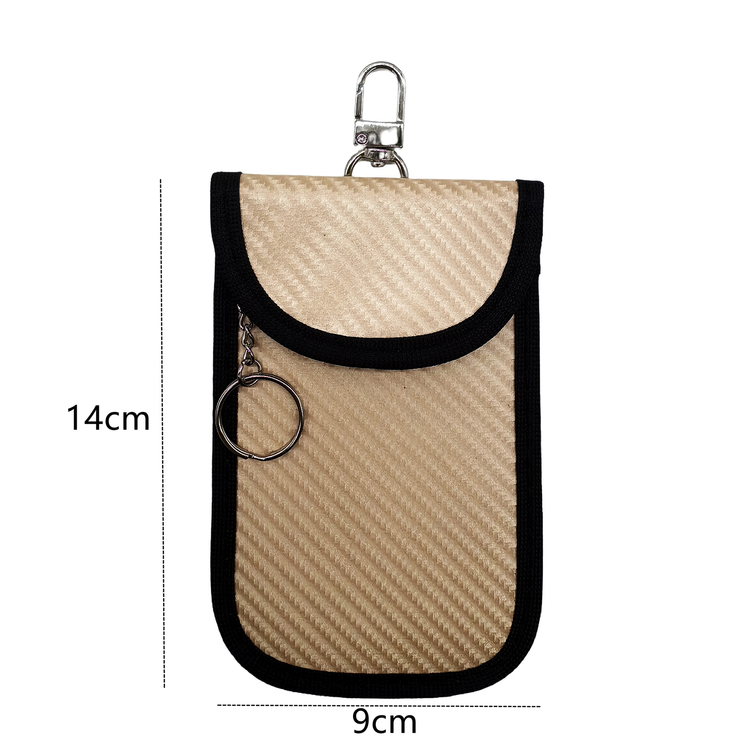 Gold-colored vertical medium bag with hook clasp