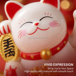Ornement de chat porte-bonheur solaire en ABS, <span class=keywords><strong>Maneki</strong></span> <span class=keywords><strong>Neko</strong></span> qui agite automatiquement la main, avec base lingot d'or, décoration Feng Shui pour la prospérité, idéal comme cadeau - Product Image 2