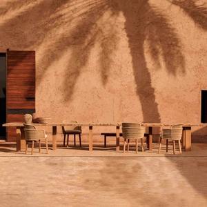 Ensemble de table et chaises de jardin en teck avec structure en alliage d'aluminium, résistant aux intempéries, design moderne et minimaliste - Product Image 4