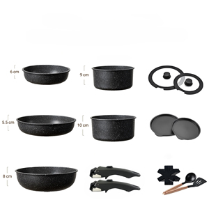 ชุดเครื่องครัวอลูมิเนียมเคลือบกันติด 13 ชิ้น พร้อมฝาปิด คุณภาพดีที่สุด - Product Image 3