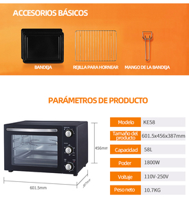 <span class=keywords><strong>Horno</strong></span> <span class=keywords><strong>El</strong></span>éctrico para Panadería de <span class=keywords><strong>Hotel</strong></span>, <span class=keywords><strong>Horno</strong></span> Tostador, <span class=keywords><strong>Horno</strong></span> <span class=keywords><strong>El</strong></span>éctrico Multifunción de Convección de 58L con Certificación CE - Product Image 3