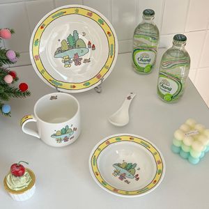 Lelyi Creative Design Ceramic Tableware Set Cute Fruit Illustration Customizable for Home Hotels Birthday Gift Gift Box Included