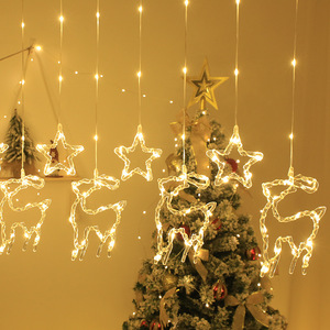 Guirnalda de Luces LED de Navidad YN con Forma de Estrella y Reno, 8 Modos, Cable de PVC, 3m, IP44, Impermeable, Enchufable, para Ventana - Product Image 1