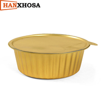 Plateau de cuisson rond en aluminium de qualité alimentaire de 1100 ml avec couvercle, récipient à gâteau jetable