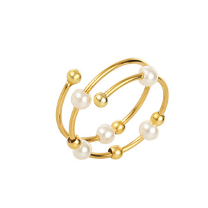 Stainless Steel Spinning Fidget Pearl <strong>Ring</strong> Frosted Gold-Plated <strong>Spin</strong> Ball Spinner Open Adjustable Anxiety Zircon Trendy - Product Image 2