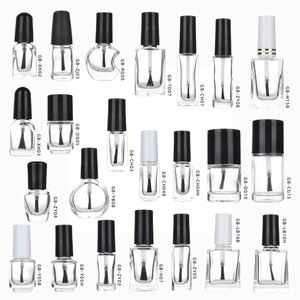 Bouteilles de vernis à ongles en verre transparent en gros, tailles 3ml, 5ml, 10ml, 15ml, avec flacon vide et pinceau applicateur - Product Image 2