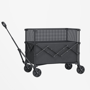 Carrito de camping de dos pisos, 44x34x19cm, carrito plegable con mango telescópico para almacenamiento al aire libre, gris, acero con alto contenido de carbono - Product Image 5