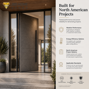Porta d'Ingresso <span class=keywords><strong>in</strong></span> Alluminio dal Design Moderno JBDhome per Uso Domestico con Striscia di Sicurezza <span class=keywords><strong>in</strong></span> Metallo e <span class=keywords><strong>Vetro</strong></span> Laterale - Product Image 4
