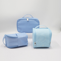 Trousse de maquillage portable de grande capacité Fermeture à glissière Porte-pinceaux de voyage en polyester durable Poignée Étui pour femme Logo personnalisé