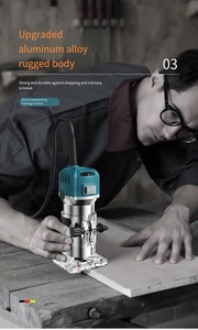 Fresatrice Elettrica per Bordi in Legno, Macchina in Lega di Alluminio con Velocità Regolabile, Fresatrice Manuale per Falegnameria con Fresa - Product Image 4