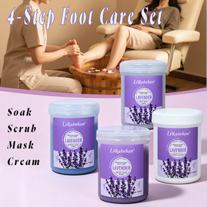 Kit Rilassante per la Cura dei Piedi con Scrub al Sale Marino, Maschera di Fango e Crema: Sollievo dallo Stress, <span class=keywords><strong>4</strong></span> Fasi, 1000ml Formato Convenienza |   Etichetta Privata OEM - Product Image 1
