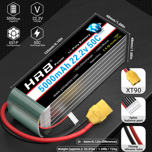 Nouvelle batterie Lipo HRB 6S 22,2V Drone 1800-22000mAh Pièces RC Fabriquées dans le Zhejiang en Chine - Product Image 2