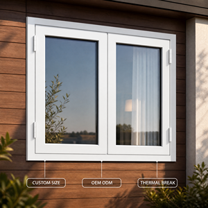 Fenêtre à battant moderne en <span class=keywords><strong>PVC</strong></span> sur mesure, <span class=keywords><strong>double</strong></span> <span class=keywords><strong>vitrage</strong></span>, à rupture de pont thermique, insonorisée, blanche, pour salle de bain, <span class=keywords><strong>prix</strong></span> usine fournisseur - Product Image 1
