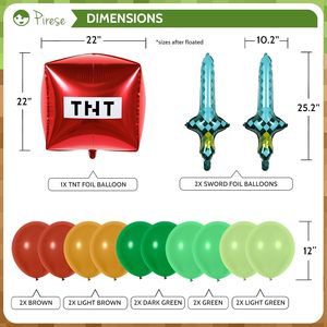 LEMON Pixel Decoraciones <span class=keywords><strong>de</strong></span> cumpleaños Gaming Themed Happy Birthday Banner con TNT y Sword Foil Globos Pixel Party Decoraciones - Product Image 2