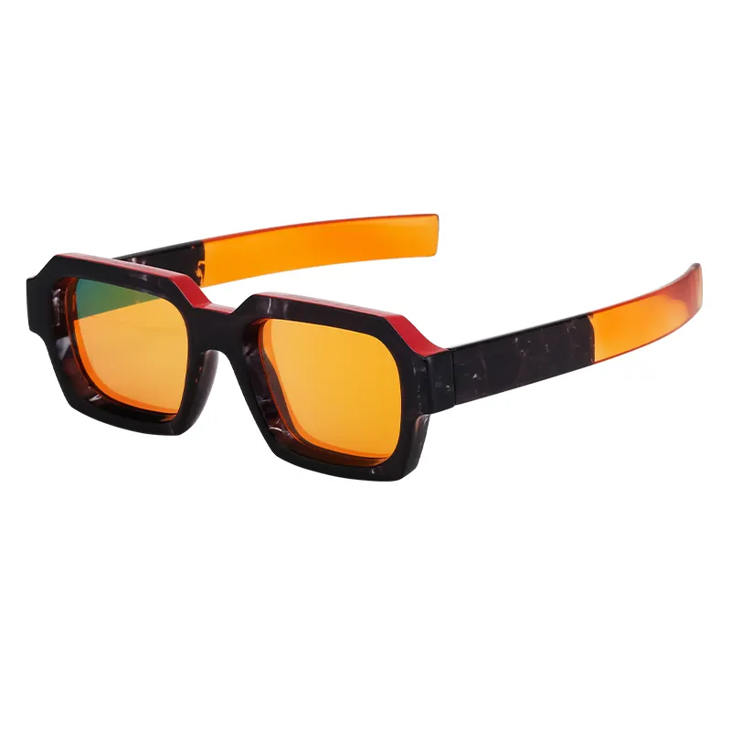 KAJILA 2024 Vente en gros de lunettes de soleil tendance avec logo personnalisé à monture rectangulaire avec branches transparentes UV400 pour hommes et femmes