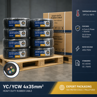 Câble électrique toronné basse tension YC YCW 4x35mm en cuivre pur isolé XLPE, 4 conducteurs, 450V, gaine PVC robuste, IP44, alimentation