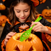 Kit d'outils de découpe de citrouille 4-en-1 pour enfants, cuillère à citrouille pour décorations d'Halloween effrayantes et fabrication de Jack-O'-Lantern