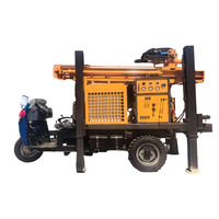 Foreuse hydraulique pneumatique diesel de type tricycle pour puits d'eau, avec moteur et boîte de vitesses, profondeur de forage max. 300 m