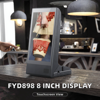 FYD898 Écran tactile numérique Android 8 pouces avec batterie externe, affichage publicitaire pour menu de table de restaurant intérieur/extérieur