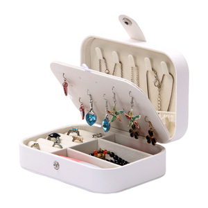 Small Jewelry Travelling Case Leather Box Necklace Ring Storage Organizer Jewelry Travel Case Double Layer Jewelry Organizer