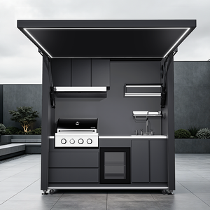 Cucina <span class=keywords><strong>Mobile</strong></span> Integrata in Alluminio per Esterni con Tenda Idraulica, Barbecue, Frigorifero per Vino, Fast Food e Gelato per Villa e Giardino - Product Image 6