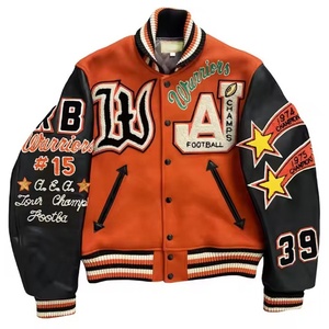 Vestes universitaires amples en cuir pour hommes, style vintage, de haute qualité, pour l'hiver, avec lettrage, par le fabricant de streetwear personnalisé Rainbow Spray - Product Image 1