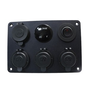 Dual <b>Usb</b> Car <b>Socket</b> Voltmeter 12V Cigarette Lighter 6 Hole Rocker Switch Panel With Digital Display For Vehicle <b>Power</b> - Product Image 4