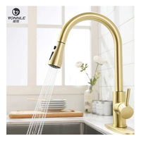 Robinet de cuisine professionnel monotrou, style classique, en acier inoxydable, multifonction pour eau chaude et froide, design à poignée unique