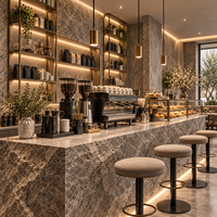 Comptoir de bar personnalisé en pierre avec écran LED pour la décoration intérieure de restaurant et de café