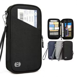 Fashionable Anti-Theft Multi-Functional <b>Wallet</b> Portable Oxford Material <b>Document</b> Organizer Blocking Passport Credit Card Case - Product Image 1