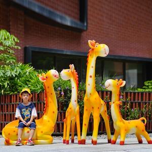 A002 <b>Outdoor</b> Decor Fiberglass Hand-painted Artistic Cartoon Giraffe Sculpture Garden Courtyard Commercial Space Mall Leisure Art - Product Image 4