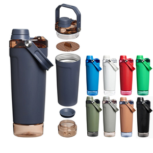 Custom Logo 20oz Gym Sports Water Cup 600ml Double Wall Stainless Steel Protein Powder Shaker Outdoor Sports Water Bottle - Product Image 1