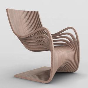 Fauteuil lounge en bois paramétrique, forme unique, siège unique avec dossier, chaise de repos moderne et créative pour la décoration intérieure - Product Image 1