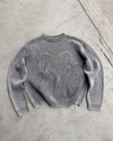 Pull en tricot épais gaufré à motif épineux, personnalisé avec lignes abstraites, coupe ample, pour la collection d'automne de la marque High Neutral Street