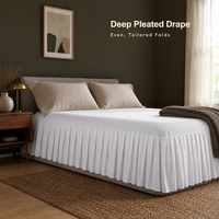 Jupe de lit plissée anti-poussière pour chambre d'hôtel et chambre à coucher, en tissu brossé, avec housse ajustée