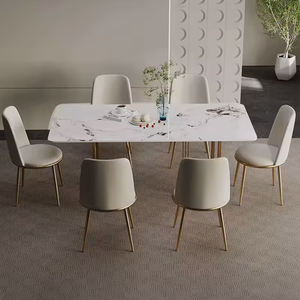 Mesa de comedor de gama alta de lujo ligera, moderna, sencilla, pequeña, para el hogar, placa de roca, mesa de comedor Rectangular, - Product Image 2