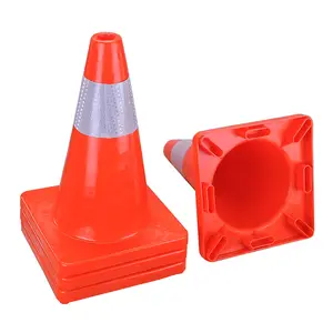 18 In. Orange Reflective Molded PVC Traffic Safety Cone With Durable Base