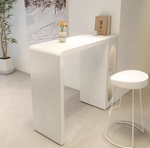 Mesa de Barra Blanca Moderna, Mostrador de Recepción Minimalista, Isla para Salón, Estudio u Hogar - Product Image 5