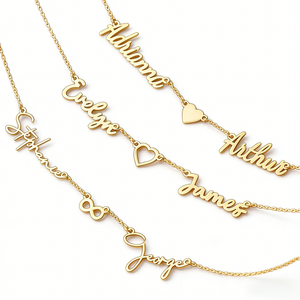 Collana Personalizzata <span class=keywords><strong>con</strong></span> Due <span class=keywords><strong>Nomi</strong></span> e <span class=keywords><strong>Cuore</strong></span>, Gioiello per Coppie in Acciaio Inossidabile Placcato Oro 18k, Non Sbiadisce, <span class=keywords><strong>con</strong></span> <span class=keywords><strong>Nomi</strong></span> Multipli - Product Image 1
