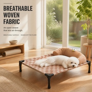 Lit pour animaux de compagnie, lit surélevé à carreaux, cadre en métal, décoration intérieure, pour petits chiens et chats, pour dormir en intérieur - Product Image 1