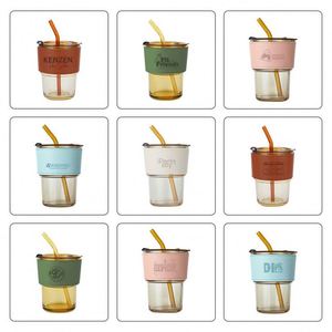 Tasses à café en verre réutilisables avec logo personnalisé et paille – Vaisselle haut de gamme - Product Image 3