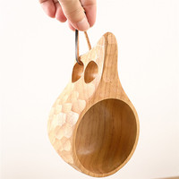 Mug de voyage en bois massif de style nordique fait à la main, 250 ml, écologique, tasse à boire portable, logo gravé sur mesure